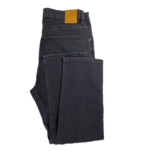 Duer Mens 30x27 Black Denim Jeans Button Fly Skinny Leg - Picture 1 of 6